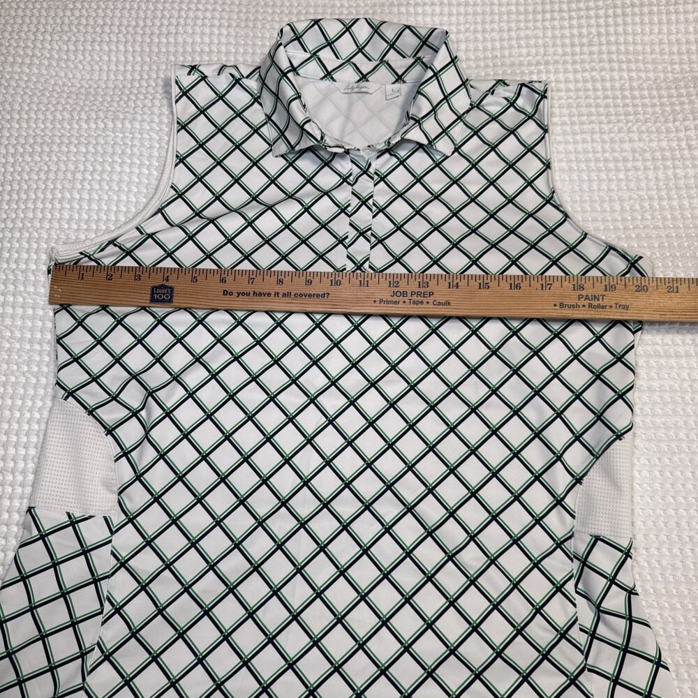 Womens Large Sleeveless Golf Polo Shirts Lot of 2 Plaid Stripe Athletic Stretch - Picture 6 of 15